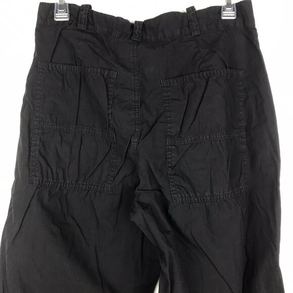 XCVI Black Utility Pants High Rise Straight Leg Pockets Cotton Women's Large - Picture 6 of 10